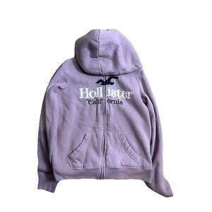 Hollister Vintage Y2K  Lined Hoodie Purple  Spell Out Womens Small Sherpa Lined